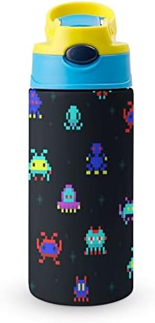 Сладък Пиксельный Робот, Космически Нашественик, Цветна Бутилка За Вода, Изолирани Чаши За Пътуване От Неръждаема