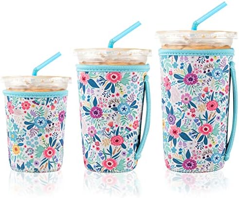 3 Опаковки, чаши за кафе с лед, за многократна употреба неопренови чаши за чаши, подходящи за горещо и студено