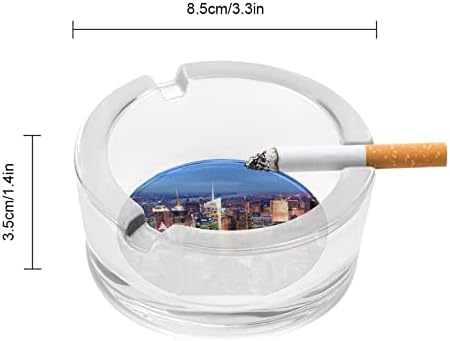 Стъклен Пепелник New York за Цигари, Кръгли Пепелници за Дома, Офиса и Ресторанти