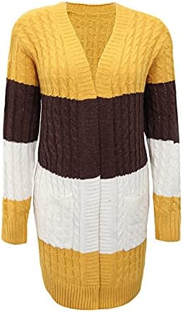 Струящиеся Пуловери Ladie's Seaside Приталенные Пуловери С дълги ръкави, Възли В Цветен блок, Тенденция есен
