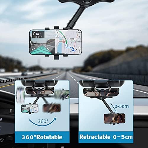 Кола за телефон TESSONO с възможност за завъртане на 360°, Държач за мобилен телефон с огледало за задно виждане