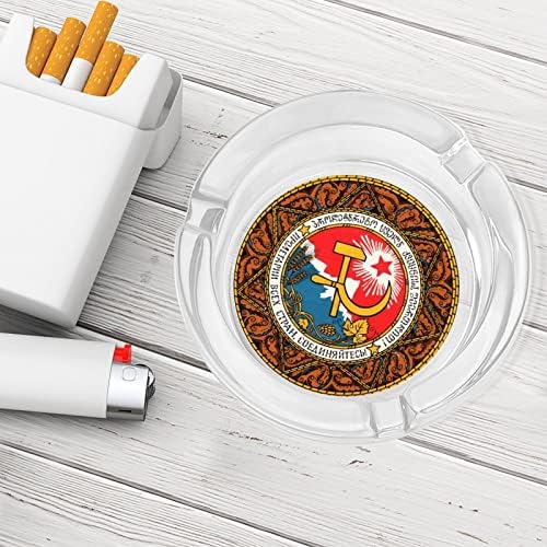 Герб на Грузия Кръгли Стъклени Пепелници Титуляр за Портсигара Прекрасен Пепелник За Пушачи