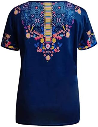 ZDFER Бродирани Блузи за Жени, Летни Ризи в стил Бохо с V-образно деколте и Къс Ръкав, Селянин Блузи Свободно,