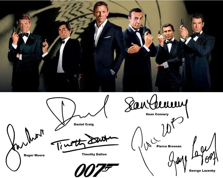 Ikonic Fotohaus the 6 Джеймс Бонд Агенти 007 Даниел Крейг Шон Конъри Актьорски Състав на Филма, Подписан от