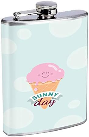 Фляжка за сладолед Sunny Day от неръждаема стомана, сребро, 8 грама спиртни напитки за уиски Em1