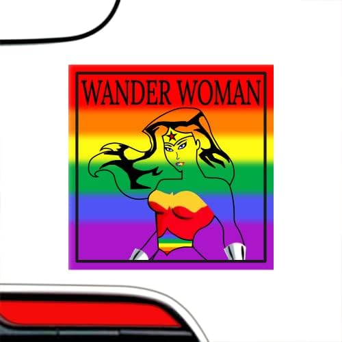 Странствующая Жена ЛГБТ Дъга Гей Гордост Стикер на Бронята - LGBTQIA Премия Vinyl Стикер 3x3 | за автомобили,
