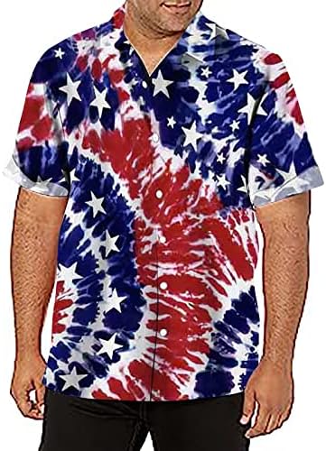 MIASHUI Приталенное Рокля-Риза Мъжка Лятна Ежедневни Риза с Принтом на Американското Ден на Независимостта,