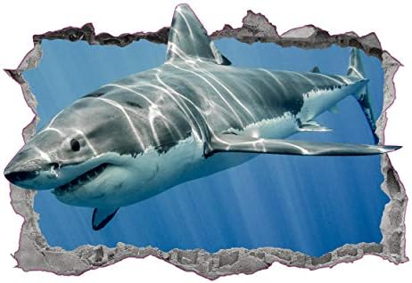 Голяма Бяла Акула Стикер На стената Изкуството на Разбития 3D Графичен Океана Животно Стикер На Стената Стенен