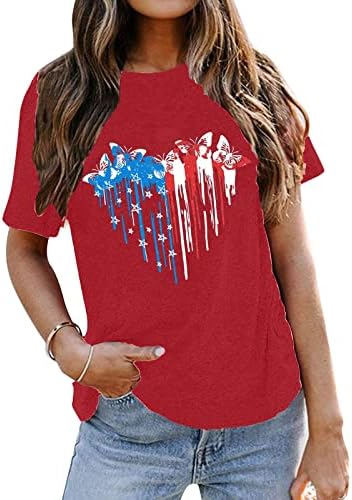 MIASHUI Dry Tech дамски Ризи, тениски с кръгло деколте, модерна тениска с принтом на Деня на независимостта,