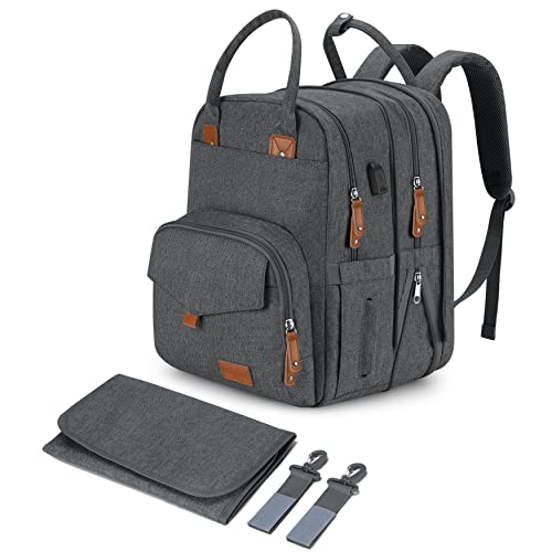 Страхотна чанта за памперси за 2 деца, 17Л ~ 30Л, Разширяема Двойна чанта за памперси, Раница За пътуване /