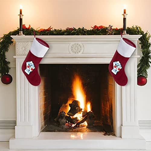 Вдигнат Юмрук Чикаго Флаг Коледни Чорапи, Бели Супер Меки Плюшени Модни Коледна Украса На Коледни Чорапи