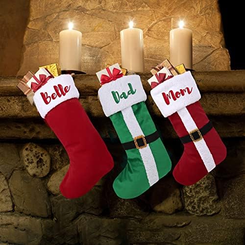 Бродирани Коледни Чорапи JINLIN, Персонални Чорапи на Дядо Коледа с Име, Луксозни Плюшена Коледна Украса, Класически