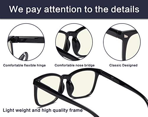 BLUELESS Компютърни Очила За Четене Женски Блокер Очила със Синя Светлина Квадратна Прозрачни Рамки За Лещи