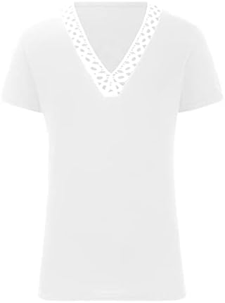 Тениска Дамски Лято Есен С Къс Ръкав 2023, V-Образно Деколте, Завързана Памук Топ с Цветен Модел, Тениска за