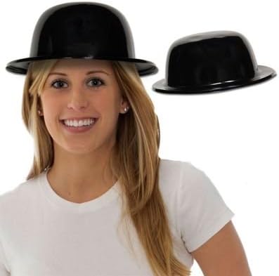 Новости Windy City, 12 опаковки, Черни Пластмасови шапки-дерби | на Едро | 2023, Стоки за партита в навечерието