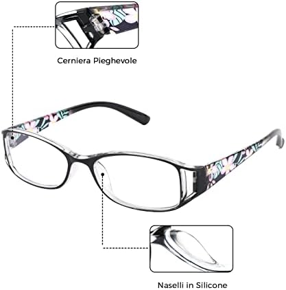 WALMXX 6 чифта Очила за четене, Дамска Мода и елегантни стари Очила за четене от смола с анти-синя светлина