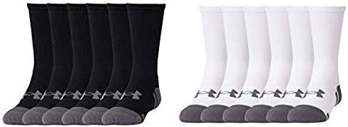 Чорапи за екипажа на Under Armour Youth Resistor 3.0, 6 двойки, черен / графит, младежки големи чорапи и чорапи