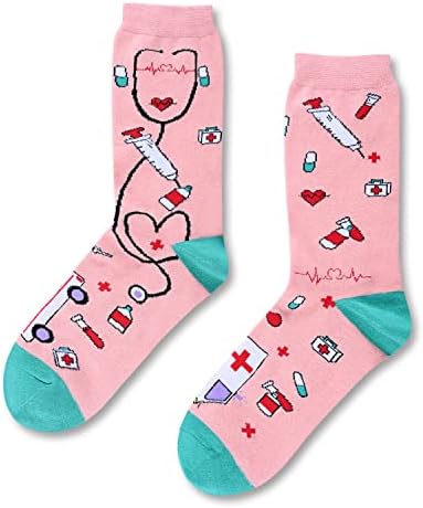 HAPPYPOP Забавни Чорапи с Отметки за зъби медицински Сестри с Молив за Жените, Нови Подаръци За лекар, Зъболекар,