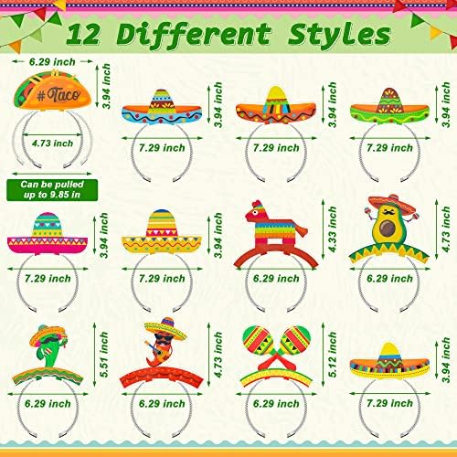 12 БР. Украса Cinco De Mayo, 12 Стилове на Мексикански Чалми На Главата, Цветни Картонени Сомбреро с Модел,