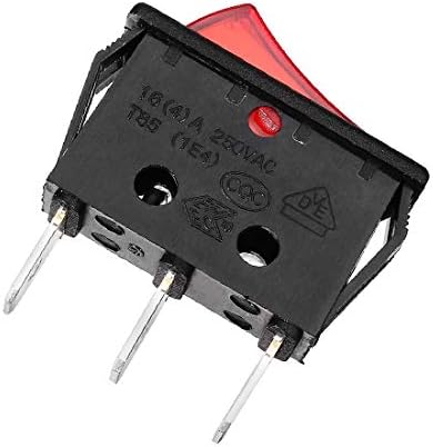 X-DREE 5 бр. AC 16A/250 В 3 Щифта SPST Червен led индикатор Кулисный switch (5 бр. AC 16A/220V За ОАЕ 3 щифта