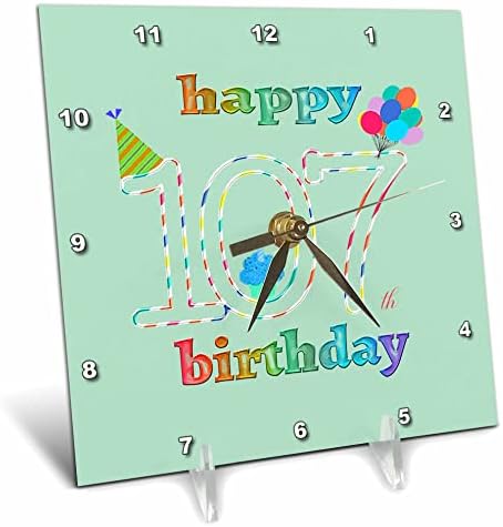 3дРоза с 107-ти рожден Ден Торта със Свещ, балони, Шапка. - Настолни часовници (dc_353513_1)