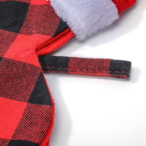 TWSANTAMAS Коледни Чорапи за Кучета и Шапката на Дядо Коледа в Клетката с Лък Бъфало, Дълги Чорапи под формата