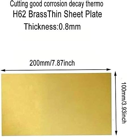 KEKEYANG Латунная плоча от чисто меден лист фолио H62 Латунная уплътнение С Плоска Фолио Дебелина на метал 0.8