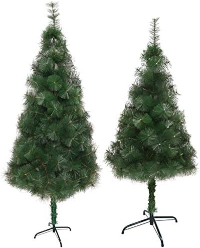 ZPEE Зелено Коледно дърво, PVC и алуминий, Изкуствена Бор с метална стойка Лесно се монтира Коледна украса Гол