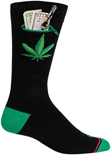 Джобни Чорапи, Мъжки Модни Памучни чорапи за екипажа, Таен джоб с цип за документи за самоличност, втулки и