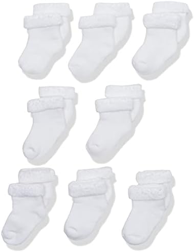 Детски чорапи Gerber Унисекс, 8 Двойки, Непромокаеми, бели, 12 месеца