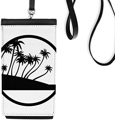 Черна Кокосова Палма Плажен Телефон В Чантата Си Портфейл Окачен Мобилен Калъф Черен Джоба