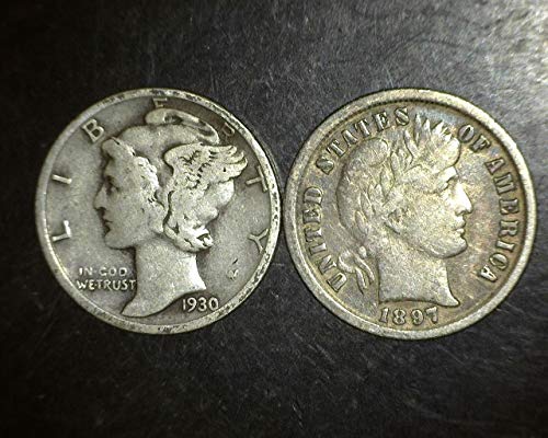 От 1892 до 1945 PD или S - Комплект от 2 монети - Меркурий и десятицентовики Барбера - 90% сребро - Различни
