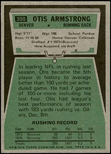 1975 Topps 350 Отис Армстронг Denver Broncos (Футболна карта) в Ню Йорк+ Broncos Пардю