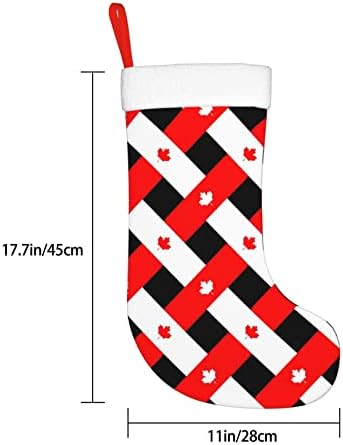 Коледни Чорапи Augenstern В Клетката С Канадски Кленов Лист, Двустранни Чорапи За Окачване На Камина.