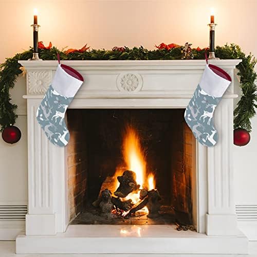 Коледен Модел с Елени Коледа Отглеждане Окачени Чорапи Принт Коледно Дърво Украса За Камината