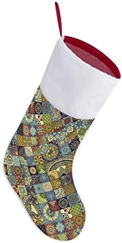 Каре Етнически Цветни Фигурки Персонализирани Коледни Чорапи Домашна Коледна Елха Висящи Украса За Камината