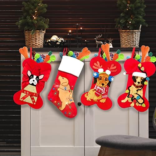 Коледни чорапи за кучета с led подсветка TangJing за семейството на домашни любимци и любителите на животни,
