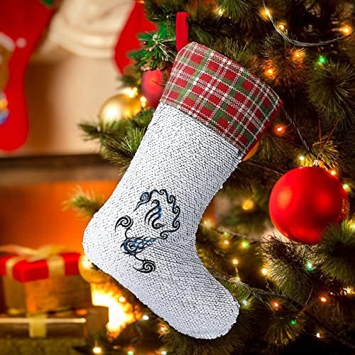 Коледни Чорапи с Пайети Съзвездие Скорпион, Лъскава Стенни Висящи Украси, Украса за Коледната Елха, Празнични